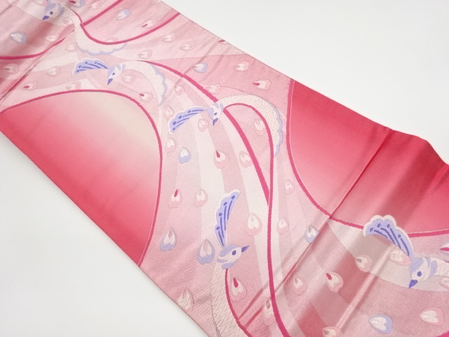 リサイクル　抽象孔雀模様織出し袋帯